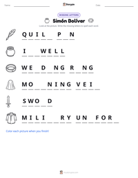 Simón Bolívar printable worksheet preview