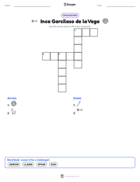 Inca Garcilaso de la Vega printable worksheet preview