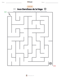 Inca Garcilaso de la Vega afdrukbare werkblad voorbeeld