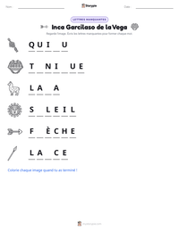 Aperçu de la feuille de travail imprimable Inca Garcilaso de la Vega