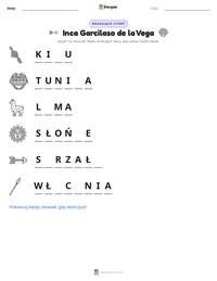 Podgląd drukowalnego arkusza ćwiczeń Inca Garcilaso de la Vega