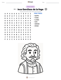 Inca Garcilaso de la Vega printable worksheet preview