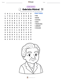 Gabriela Mistral printable worksheet preview