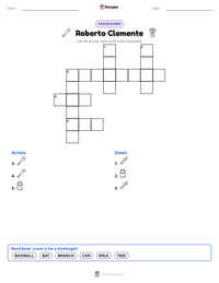 Roberto Clemente printable worksheet preview