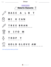 Roberto Clemente printable worksheet preview