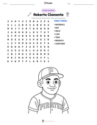Roberto Clemente printable worksheet preview
