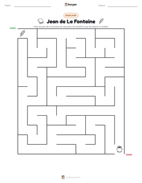 Jean de La Fontaine afdrukbare werkblad voorbeeld