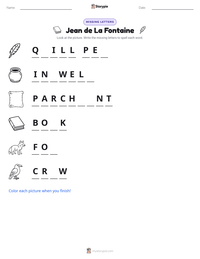 Jean de La Fontaine printable worksheet preview