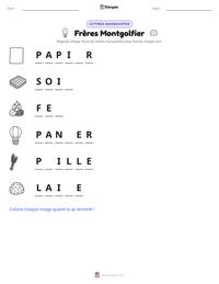 Aperçu de la feuille de travail imprimable Frères Montgolfier