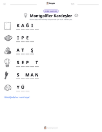 Montgolfier Kardeşler yazdırılabilir çalışma sayfası önizlemesi