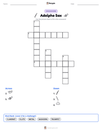 Adolphe Sax printable worksheet preview