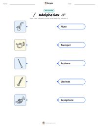 Adolphe Sax printable worksheet preview