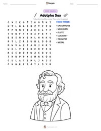 Adolphe Sax printable worksheet preview