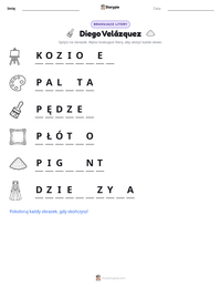 Podgląd drukowalnego arkusza ćwiczeń Diego Velázquez