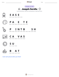 Joaquín Sorolla printable worksheet preview
