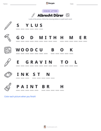 Albrecht Dürer printable worksheet preview