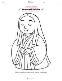 Prévia da folha de atividades imprimível Murasaki Shikibu