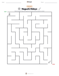 Noguchi Hideyo afdrukbare werkblad voorbeeld