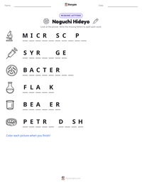 Noguchi Hideyo printable worksheet preview