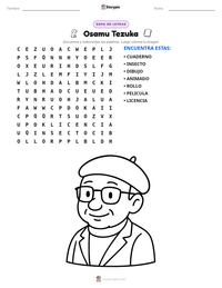 Vista previa de la hoja de trabajo imprimible de Osamu Tezuka
