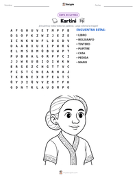 Vista previa de la hoja de trabajo imprimible de Kartini