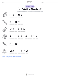 Frédéric Chopin printable worksheet preview