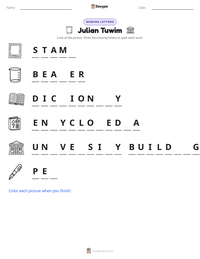 Julian Tuwim printable worksheet preview