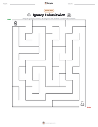 Ignacy Łukasiewicz afdrukbare werkblad voorbeeld