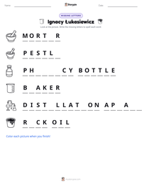 Ignacy Łukasiewicz printable worksheet preview