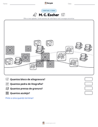 Prévia da folha de atividades imprimível M. C. Escher