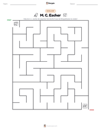 M. C. Escher afdrukbare werkblad voorbeeld