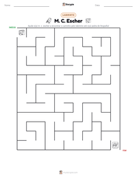 Prévia da folha de atividades imprimível M. C. Escher
