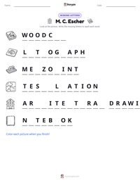 M. C. Escher printable worksheet preview