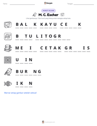 Prabaca lembar kerja cetak M. C. Escher