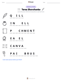 Taras Shevchenko printable worksheet preview