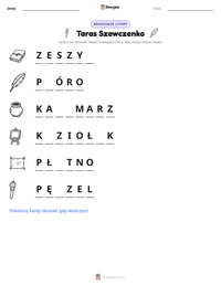 Podgląd drukowalnego arkusza ćwiczeń Taras Szewczenko
