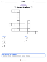 Lesya Ukrainka printable worksheet preview