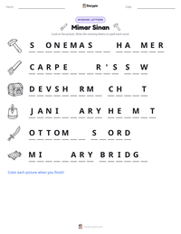 Mimar Sinan printable worksheet preview