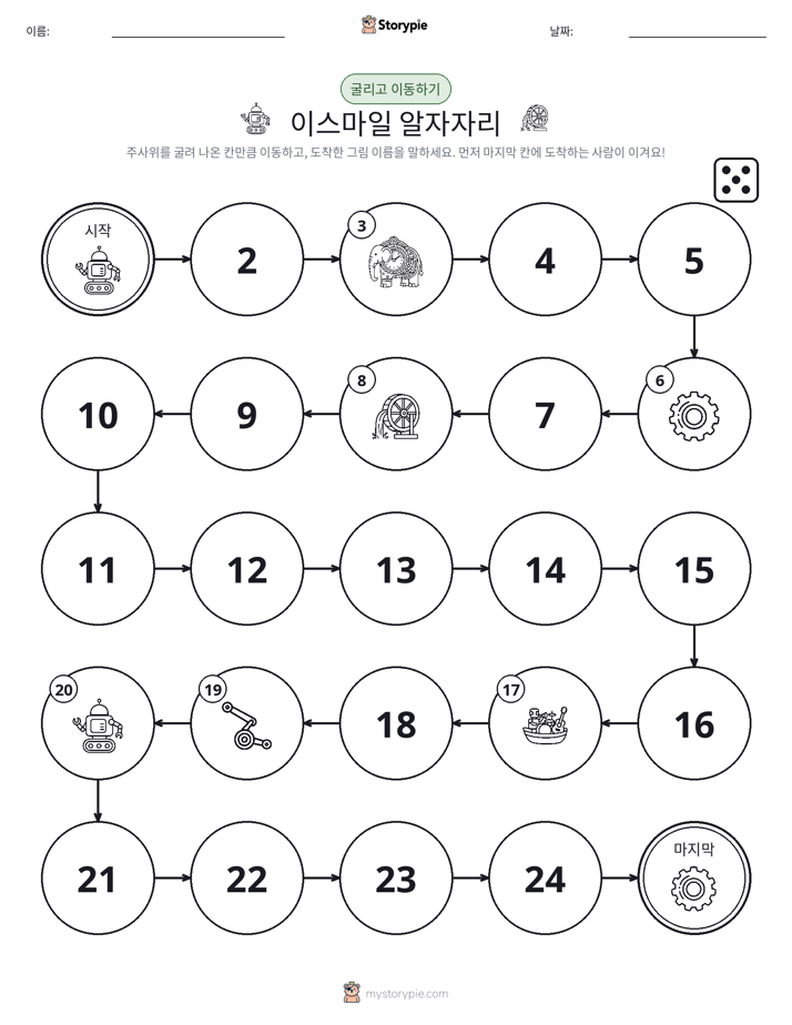 주사위 굴리고 이동하기 게임