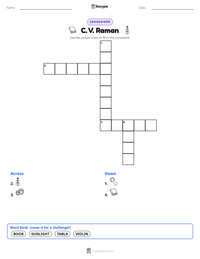 C. V. Raman printable worksheet preview