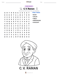 C. V. Raman printable worksheet preview