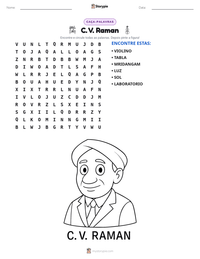 Prévia da folha de atividades imprimível C. V. Raman