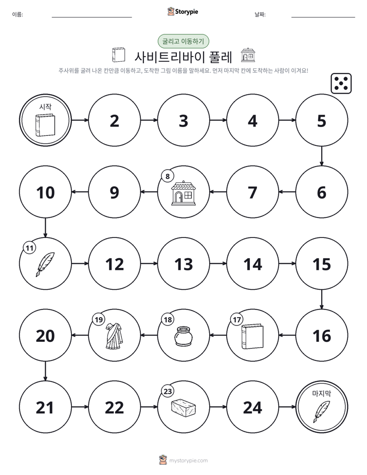 주사위 굴리고 이동하기 게임