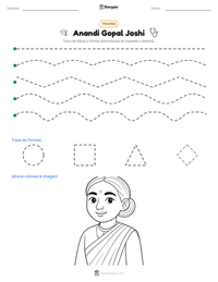 Vista previa de la hoja de trabajo imprimible de Anandi Gopal Joshi