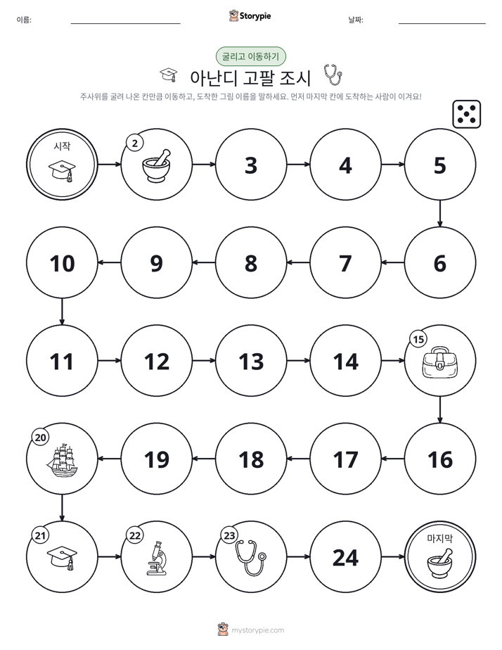주사위 굴리고 이동하기 게임