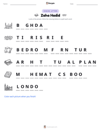 Zaha Hadid printable worksheet preview
