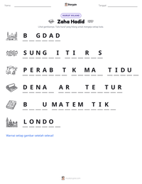 Prabaca lembar kerja cetak Zaha Hadid