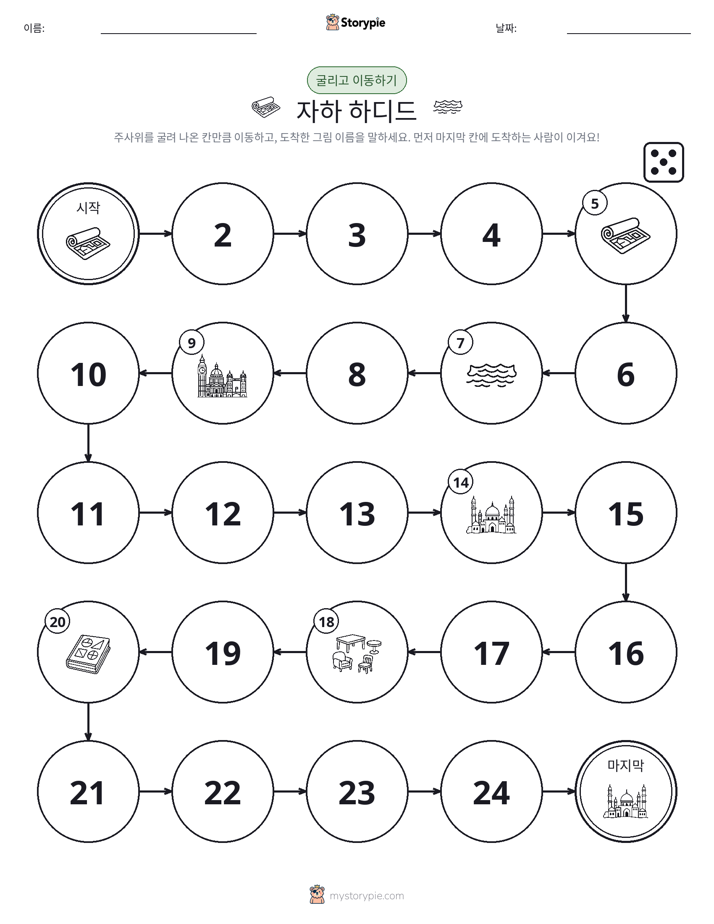 주사위 굴리고 이동하기 게임