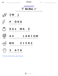 Podgląd drukowalnego arkusza ćwiczeń Ibn Sina