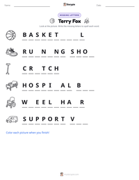 Terry Fox printable worksheet preview